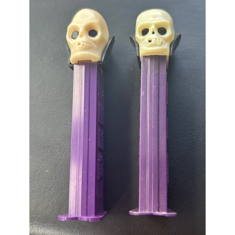 VINTAGE Dr. Skull PEZ Lot of 2 – Rare Yugoslavia 4.9 & Austria 3.9 Patent Stems!